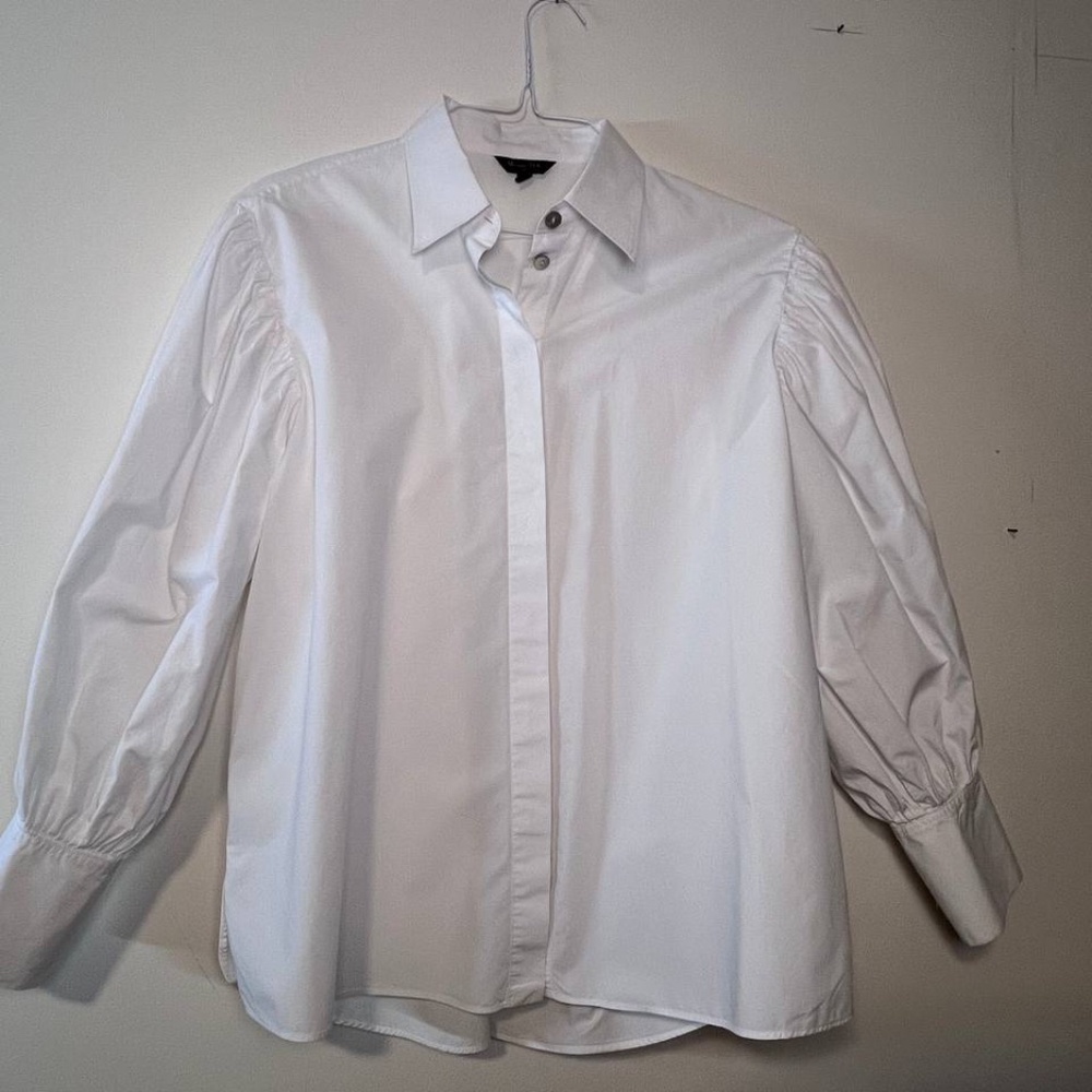 Massimo Dutti Women White Shirt with hidden buttons. Size USA 8